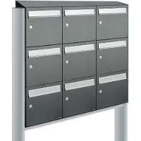 Allux Systeembrievenbus Flow Set 3-Breed, 3-Hoog Met Dak Op Statief Antraciet