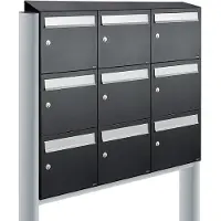 Allux Systeembrievenbus Flow Set 3-Breed, 3-Hoog Met Dak Op Statief Zwart
