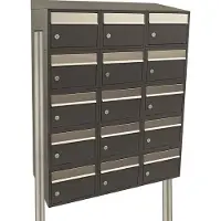 Allux Systeembrievenbus Brickset 3-Breed, 5-Hoog Met Dak Op Statief Antraciet