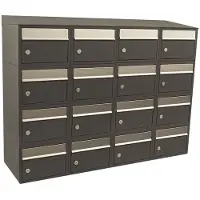 Allux Systeembrievenbus Brickset 4-Breed, 4-Hoog Met Dak Antraciet