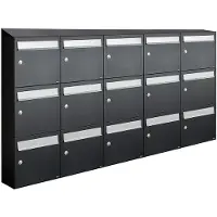 Allux Systeembrievenbus Flow Set 5-Breed, 3-Hoog Met Dak Zwart