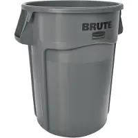 Rubbermaid Brute afvalbak, 166,5 l, rond, UV-blokkering, L 612 x B 717 x H 796 mm, polyethyleen, grijs