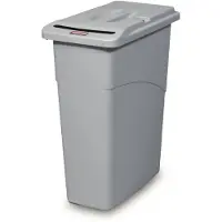 Rubbermaid Slim Jim Confidental afvalemmer, 87 liter, afsluitbaar, deksel met sleuven, lichtgrijs