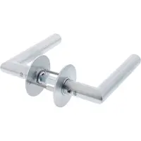 P & E P+E Deurkruk L-model haaks op ronde rozet 8mm stift rvs geborsteld