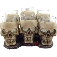 Nemesis Now - Gothic Shotglazenset - Six Shooter Skulls - voor Geen - gebroken wit - Maat Standard