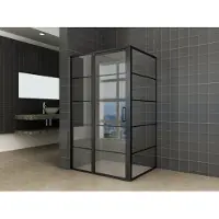 Mueller Skyline douchecabine 120x120 met nisdeur mat zwart 5-vlaks anti-kalk