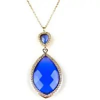 Sophie model Markies collier in zilver roze verguld gezet blauwe steen en cubic zirconia