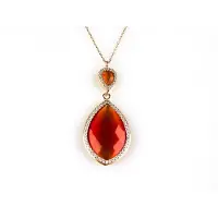 Sophie model Markies collier in zilver roze verguld gezet oranje steen en cubic zirconia
