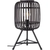Brilliant 93775/76 Woodrow Tafellamp Donker Hout/Zwart - 1 x E27