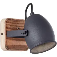 Brilliant Wandlamp Crowton Zwart Hout Gu10