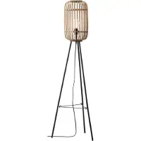 Brilliant Vloerlamp Woodrow, hout licht, Woon-/ Eetkamer, Bamboe, Landelijk, vloerlamp hout