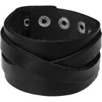 LGT JWLS Brede leren armband voor mannen Vintage Black