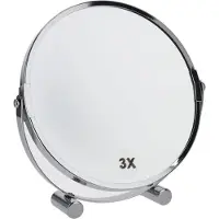 Gerimport Opmaakspiegel 18cm Glas/Staal Zilver 3x Vergrotend - Make up - Spiegel - Vergrotend - Badkamer - Toilet - Cosmeticaspiegel