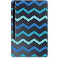 B2Ctelecom Back Cover voor Samsung Galaxy Tab S7 Plus | S8 Plus Hippe Hoes Zigzag Blauw