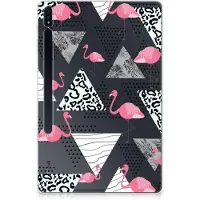 B2Ctelecom Samsung Galaxy Tab S7 Plus | S8 Plus Back Case Flamingo Triangle