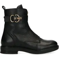 Manfield Zwarte leren biker boots met gesp | Maat 37