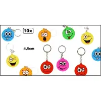 Themaparty 10x Sleutelhanger emoji 4,5 cm assortie - Sleutel hanger emoticon uitdeel themafeest verjaardag emoji fun