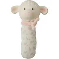 Tikiri knijpknuffel Lila lammetje wit/roze 16 cm