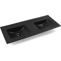 Fontana Latina dubbele keramische wastafel 120cm zonder kraangaten zwart mat