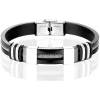 LGT JWLS Siliconen armband RVS Mesh Zwart Zilverkleurig