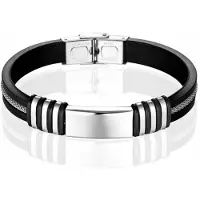 LGT JWLS LGT Jewels Siliconen armband Graveer Plaatje RVS Zilverkleurig Zwart