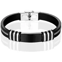 LGT JWLS LGT Jewels Siliconen armband Graveer Plaatje RVS Zwart