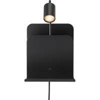 Nordlux Zwarte wandlamp Roomi met usb-aansluiting