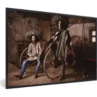 PosterMonkey Fotolijst incl. Poster - Portret van Mexicaanse mannen - 90x60 cm - Posterlijst