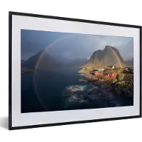 PosterMonkey Fotolijst incl. Poster - Regenboog boven een fjord - 60x40 cm - Posterlijst