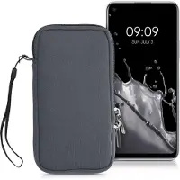 Kwmobile telefoontasje universeel geschikt voor XL - 6,7/6,8" smartphones - 17,2 x 8,4 cm - Hoesje met rits en polslusje -In grijs -