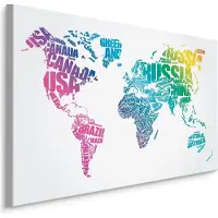 Karo-art Schilderij - Wereldkaart met landnamen (engels), 4 maten, multi-gekleurd, wandecoratie
