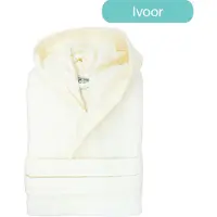 The One Towelling Velours Badjas Ivoor Capuchon - L/XL