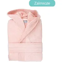 The One Towelling Velour Badjas Zalm Roze Capuchon - S/M