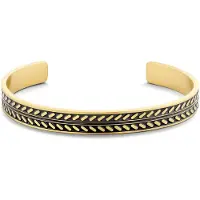 Frank 1967 7FB-0566 Stalen Armband - Heren - Bangle - 62 x 51 mm - 8 mm Breed - 18 cm - Zwart Bewerkt - Goudkleurig