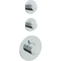 Brauer Chrome Edition thermostatische inbouw regendouche SET 09 met 20 cm douchekop en gebogen muurarm en 3-standen handdouche en doucheslang en wandaansluitbocht chroom