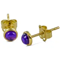New Bling 9NBSAM-G210133 Gouden Oorknopjes - Dames - Amethist - 4 mm Doorsnee - 14 Karaat - Paars - Goud