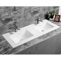Fontana Latina dubbele keramische wastafel 120cm met kraangaten wit glans