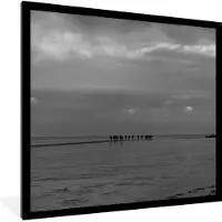 PosterMonkey Fotolijst incl. Poster - Waddenzee - Zwart - Wit - Wad - 40x40 cm - Posterlijst