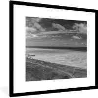PosterMonkey Fotolijst incl. Poster - Waddenzee - Strand - Zwart - Wit - 40x40 cm - Posterlijst