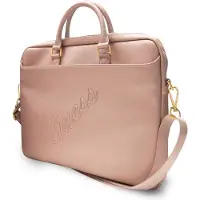 GUESS Saffiano Vintage Script Laptop Tas - 15 en 16 inch Roze