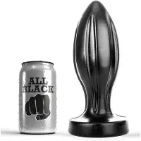 All Black - Grote Buttplug met Groeven - 21 cm - Zwart