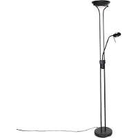 QAZQA Moderne vloerlamp zwart met leeslamp incl. LED dim to warm - Diva
