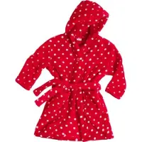 Playshoes fleece badjas Dots met stip dessin rood/wit Stip - maat 98/104