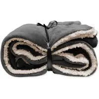 Unique living | lars coral fleece/suede plaid 150x200cm dark grey