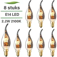 Lybardo 8 Pack E14 LED kaars lamp Vlam spiraal Lybardo Smoke 2.2W 2100K Extra Warm Dimbaar