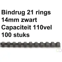 GBC Bindrug 14mm 21rings A4 zwart 100 stuks