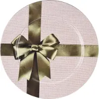 Home & Styling Kerst onderbord met strik - 33 cm - Set van 2