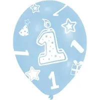 Amscan Ballonnen 1 Jaar Blauw 6 Stuks 28 Cm