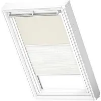 Velux Origineel Verduisterend Rolgordijn Plus Plissé (DFD) Wit Kozijn, UK04, Licht Beige