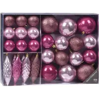 Konges Sløjd Kerstballenset 31 delig Roze - 31 stuks - Kerstbal - Kerstversiering